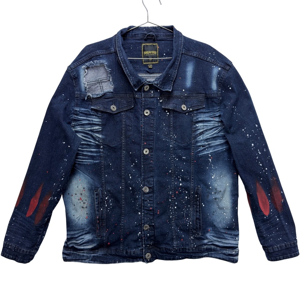 Jewel House Mens Vintage Denim Jacket XXL Grunge Y2K Edgy Distressed Streetwear